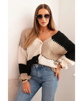 Dámsky pruhovaný sveter s gombíkmi  LIA