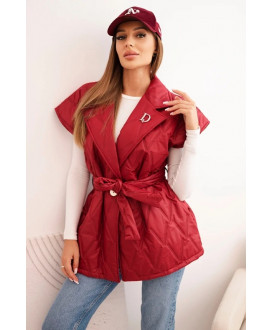 Dámska prešívaná vesta s opaskom a širokým...