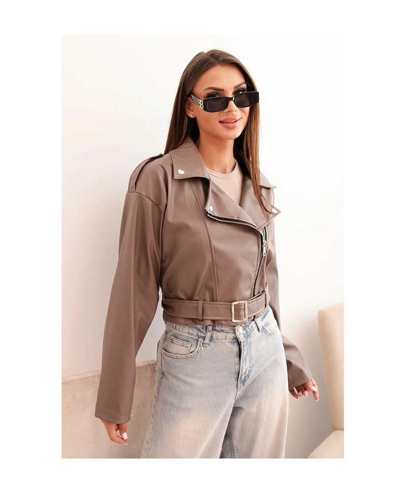 Dámska krátka bunda z eko kože