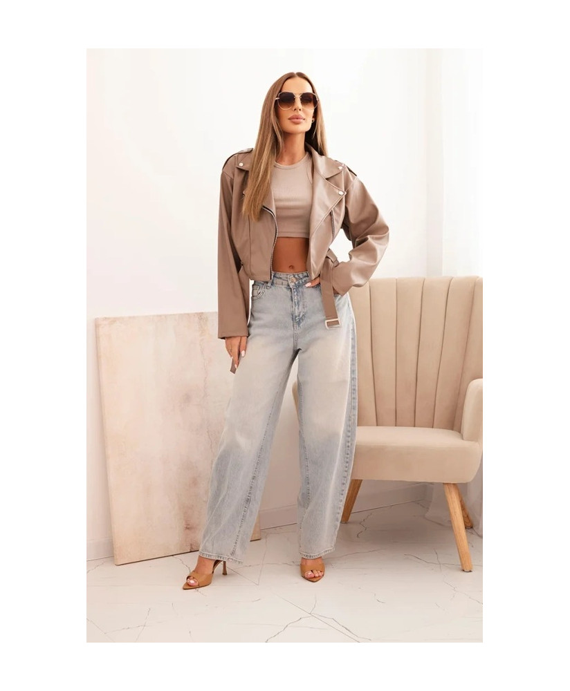 Dámska krátka bunda z eko kože