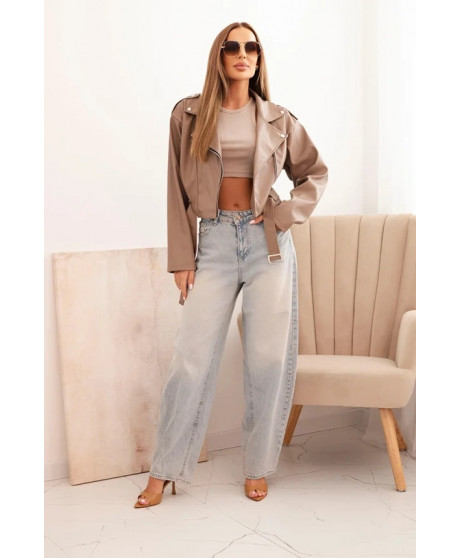 Dámska krátka bunda z eko kože