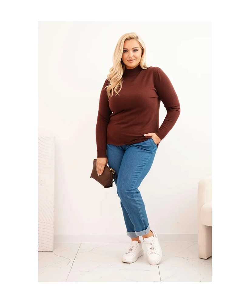 Dámsky sveter Plus Size z viskózy s golierom