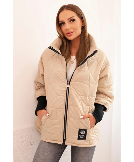 Dámska prešívaná bunda s krátkym strihom a stojacím golierom