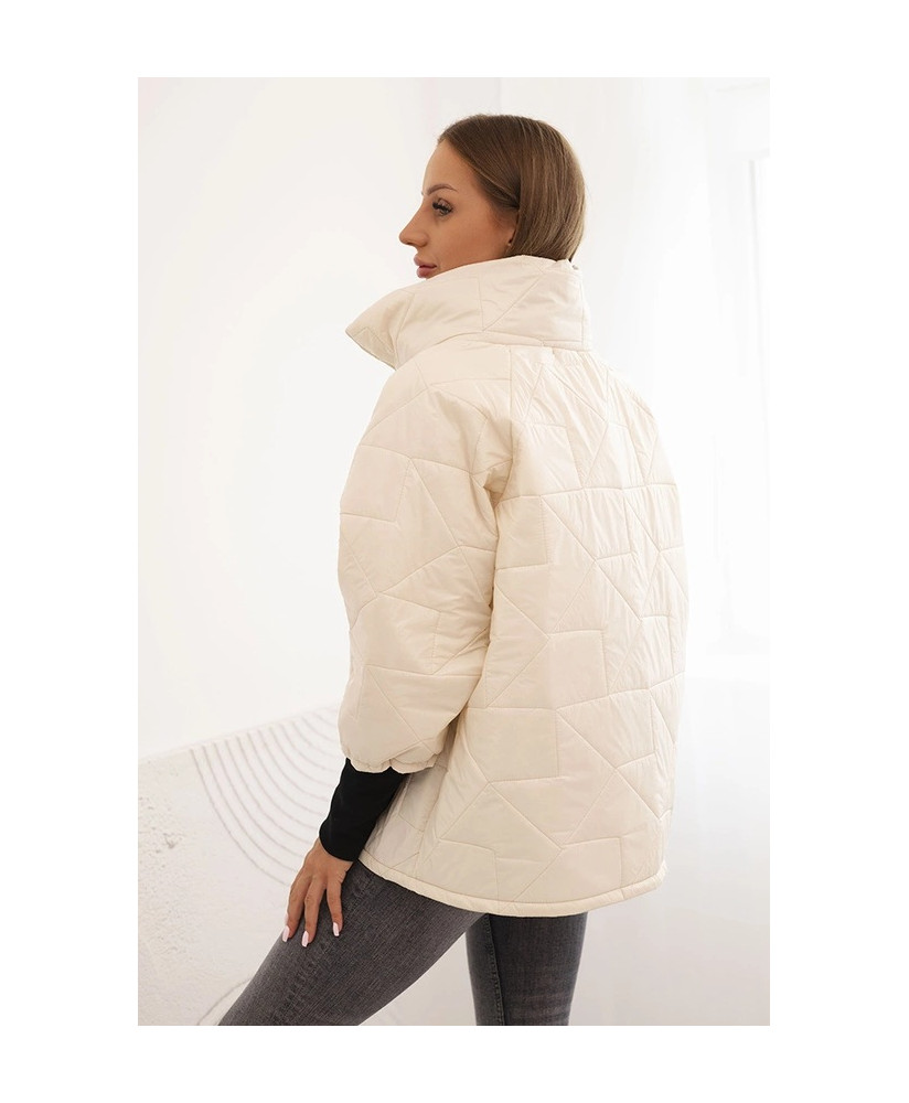 Dámska prešívaná bunda s krátkym strihom a stojacím golierom