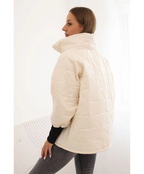 Dámska prešívaná bunda s krátkym strihom a stojacím golierom