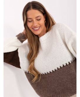 Pruhovaný ecru hnedý sveter RUE PARIS