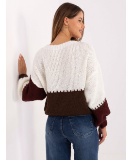 Pruhovaný ecru hnedý sveter RUE PARIS