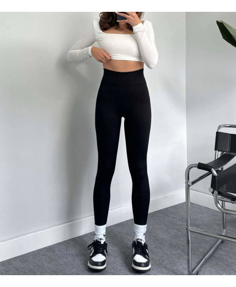 Rebrované zateplené legíny s vysokým pásom