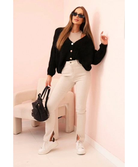 Dámsky sveter s výstrihom do V a gombíkmi