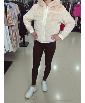 Dámska kožená bundička s imitáciou plyšu