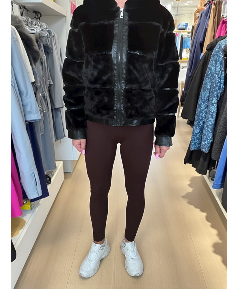 Dámska kožená bundička s imitáciou plyšu