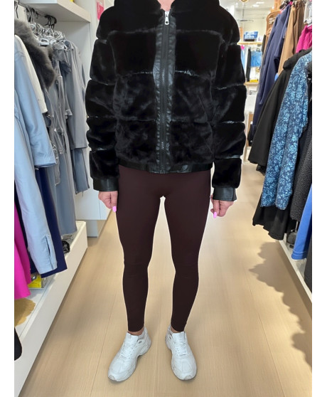 Dámska kožená bundička s imitáciou plyšu