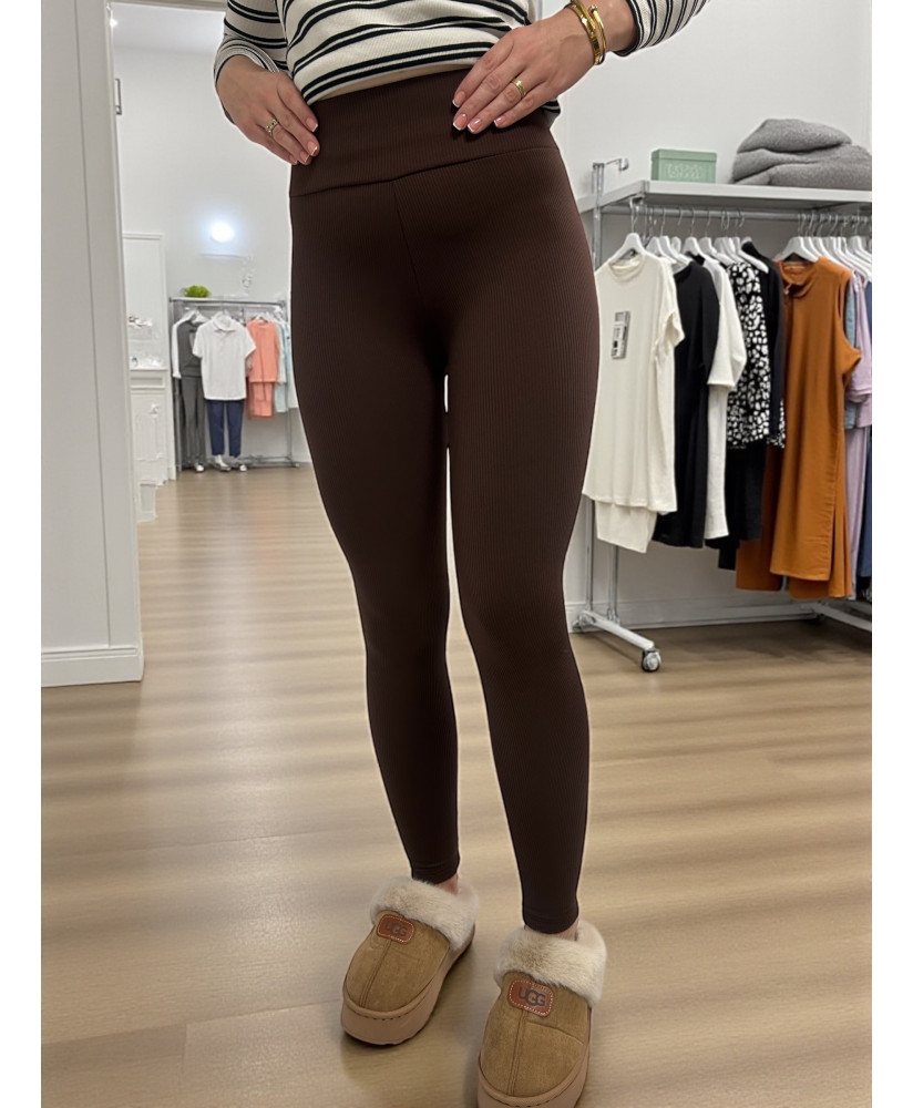 Rebrované zateplené legíny s vysokým pásom