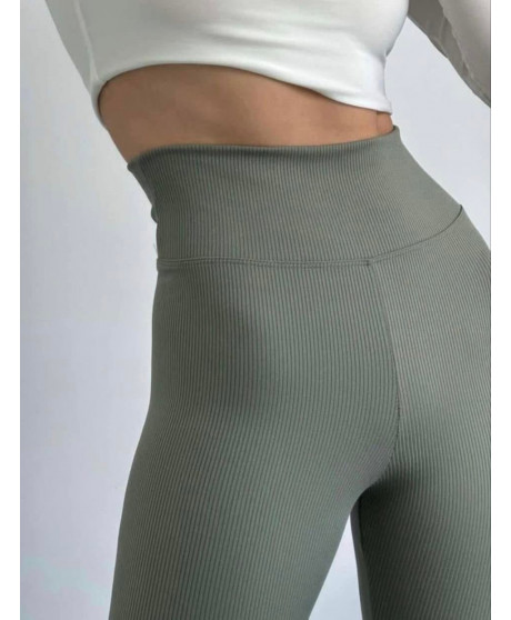 Rebrované nezateplené legíny s vysokým pásom