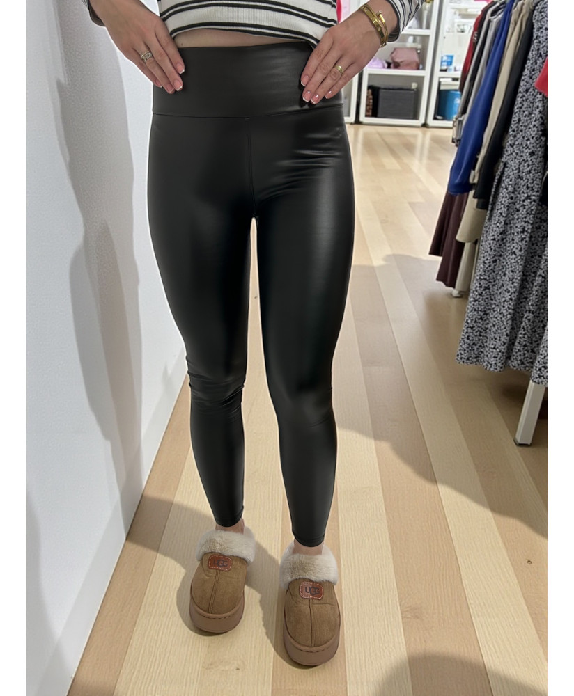 Kožené zateplené legíny s vysokým pásom