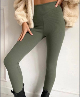 Rebrované nezateplené legíny s vysokým pásom