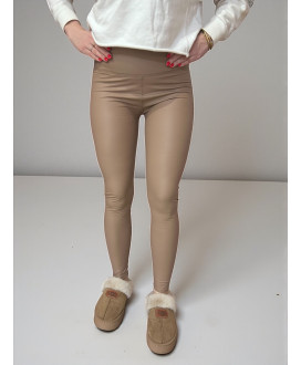 Zateplené kožené legíny s vysokým pásom