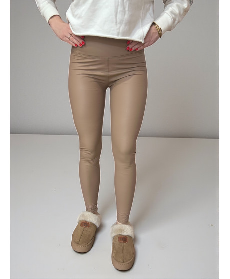 Zateplené kožené legíny s vysokým pásom