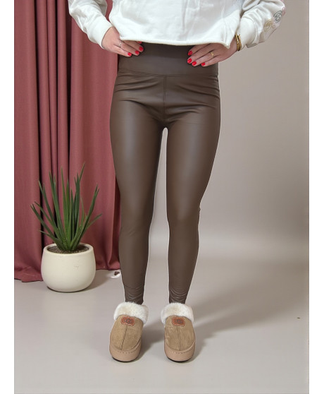 Zateplené kožené legíny s vysokým pásom