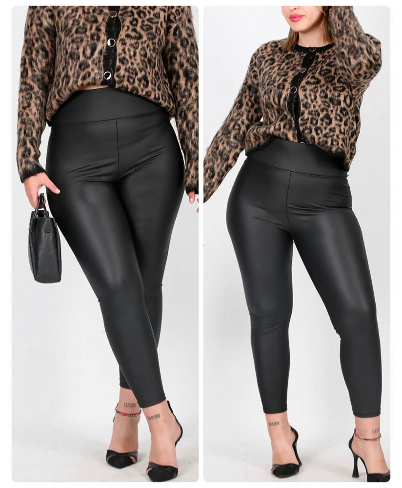 Zateplené kožené legíny s vysokým pásom PLUS SIZE