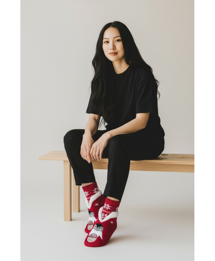 Dámske teplé vianočné papučky na doma