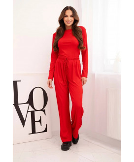 Dámsky viskózový komplet s blúzkou a širokými nohavicami