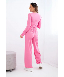 Dámsky viskózový komplet s blúzkou a širokými nohavicami