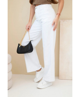 Dámske džínsy so širokými nohavicami a vysokým pásom