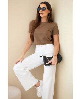 Dámske džínsy so širokými nohavicami a vysokým pásom