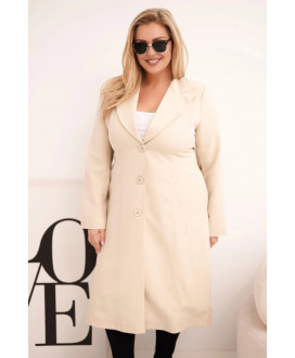 Dámsky klasický kabát Plus Size s gombíkmi a...