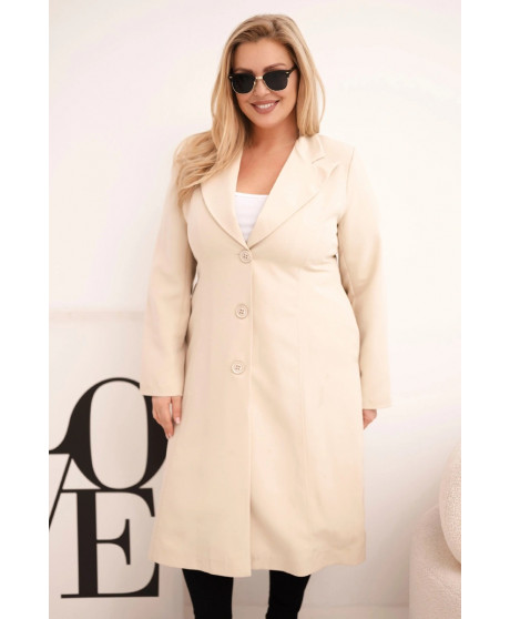 Dámsky klasický kabát Plus Size s gombíkmi a golierom
