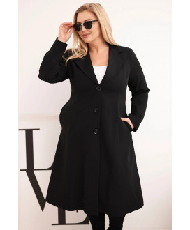 Dámsky klasický kabát Plus Size s gombíkmi a golierom