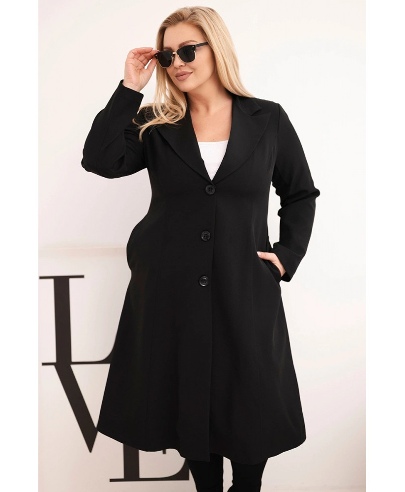 Dámsky klasický kabát Plus Size s gombíkmi a golierom