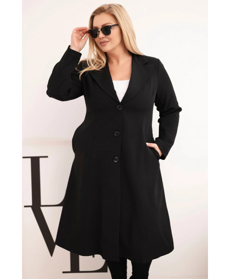 Dámsky klasický kabát Plus Size s gombíkmi a golierom