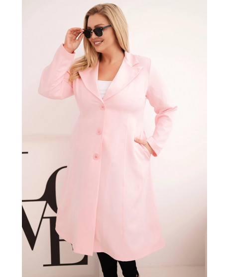 Dámsky klasický kabát Plus Size s gombíkmi a golierom