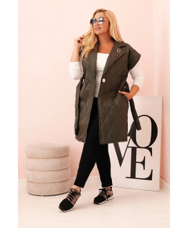 Dámska vesta Plus Size prešívaná s pásom a...