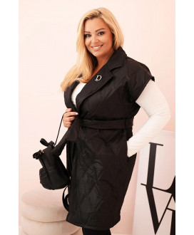 Dámska vesta Plus Size prešívaná s pásom a golierom