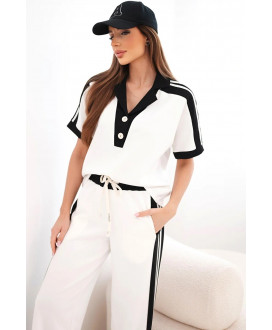 Dámsky  komplet s polo mikinou a širokými...