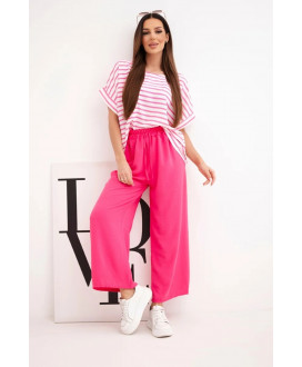 Dámsky viskózový komplet s pruhovanou blúzkou a...