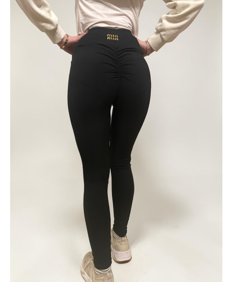 Push up legíny AMANDA čierne rebrované